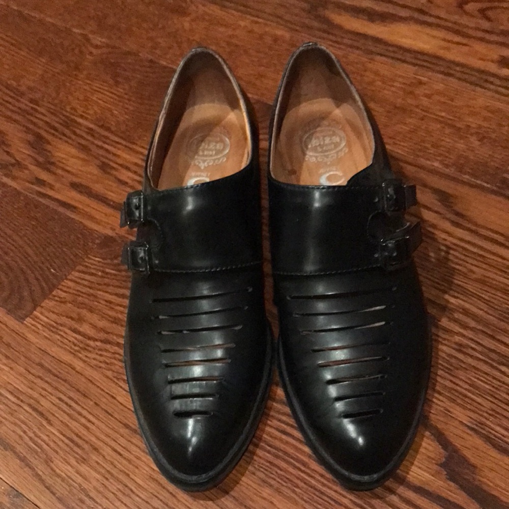 Jeffrey Campbell black leather monk shoe